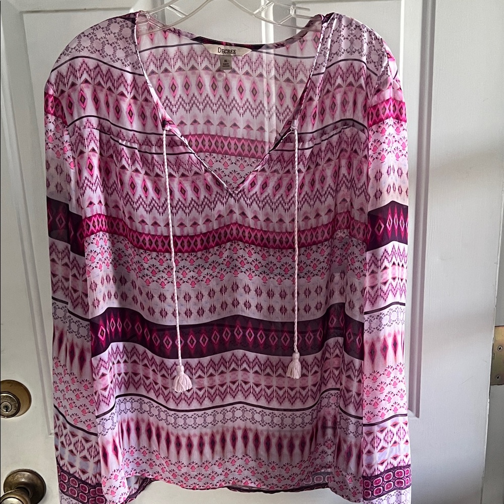 Decree Pink and Purple Patterned Blouse